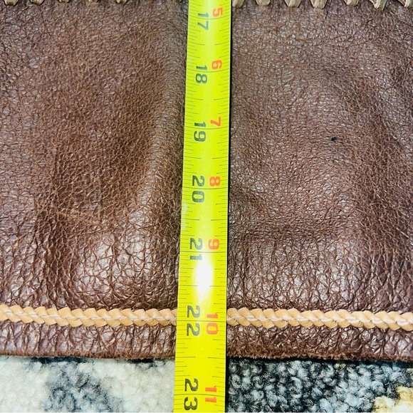 Reba Size Small Soft Leather jacket Brown Tooled Braided Stitching Full Zip - Picture 9 of 13
